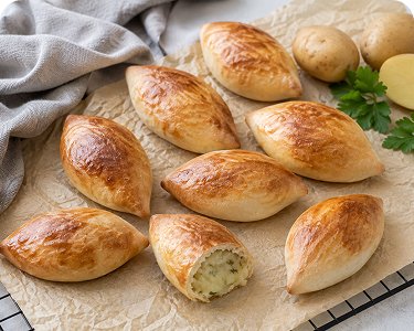 Pirozhki mit Kartoffeln hausgemacht für Catering in Wien