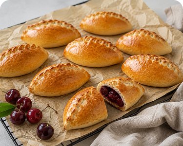 Süße Pirozhki mit Kirschen für Catering in Wien